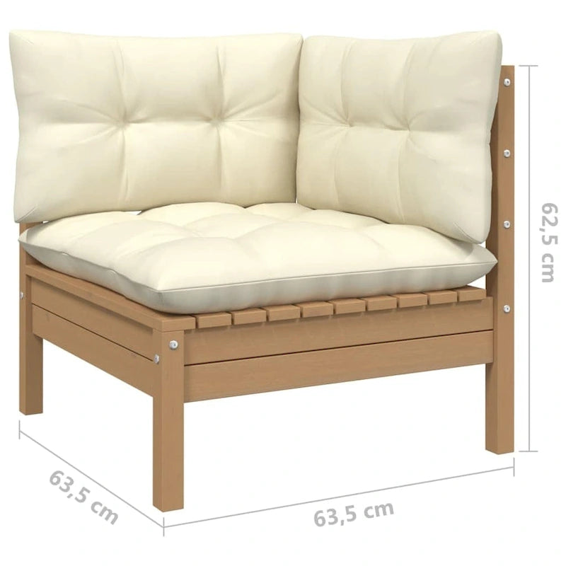 vidaXL Solid Pinewood Patio Lounge Set 10 Piece with Cushions Multi Colors - 25 x 25 x 24.6