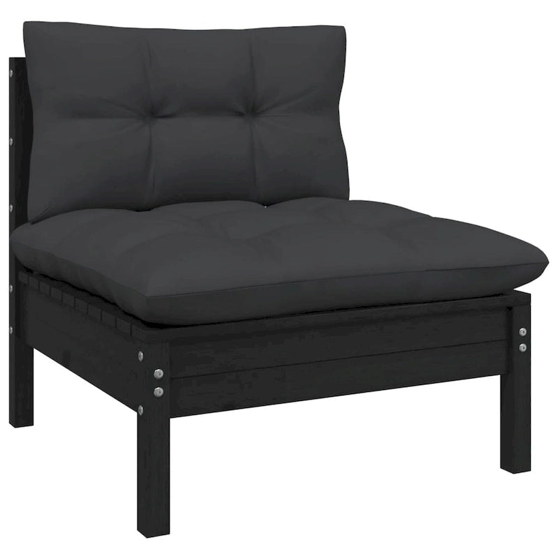vidaXL Solid Pinewood Patio Lounge Set 10 Piece with Cushions Multi Colors - 25 x 25 x 24.6