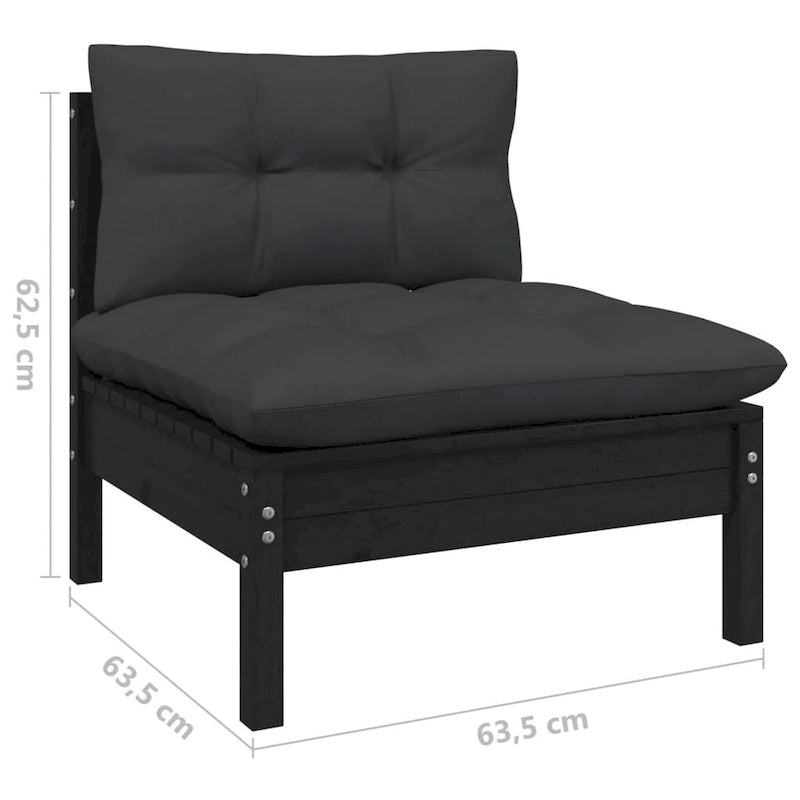 vidaXL Solid Pinewood Patio Lounge Set 10 Piece with Cushions Multi Colors - 25 x 25 x 24.6