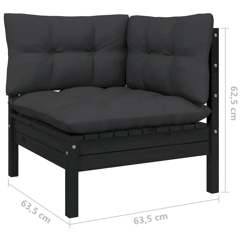 vidaXL Solid Pinewood Patio Lounge Set 10 Piece with Cushions Multi Colors - 25 x 25 x 24.6