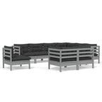 vidaXL Solid Pinewood Patio Lounge Set 10 Piece with Cushions Multi Colors - 25 x 25 x 24.6