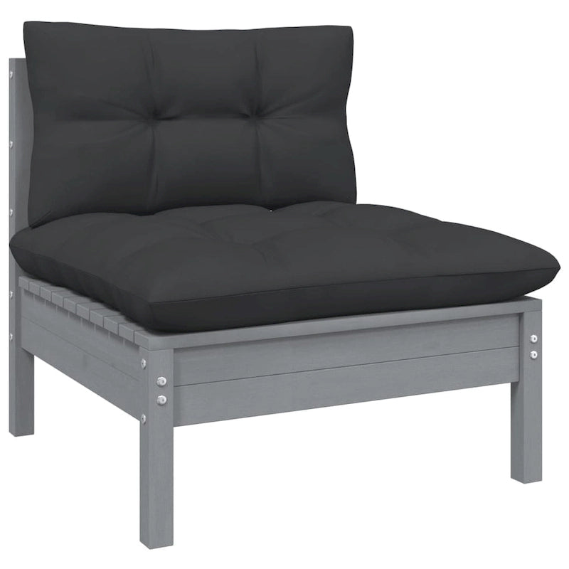 vidaXL Solid Pinewood Patio Lounge Set 10 Piece with Cushions Multi Colors - 25 x 25 x 24.6