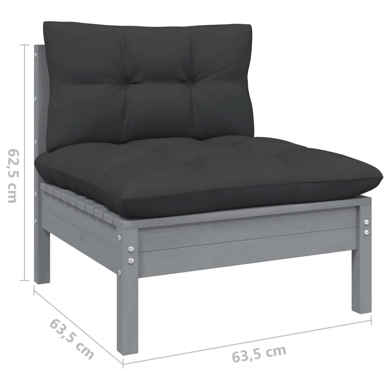 vidaXL Solid Pinewood Patio Lounge Set 10 Piece with Cushions Multi Colors - 25 x 25 x 24.6