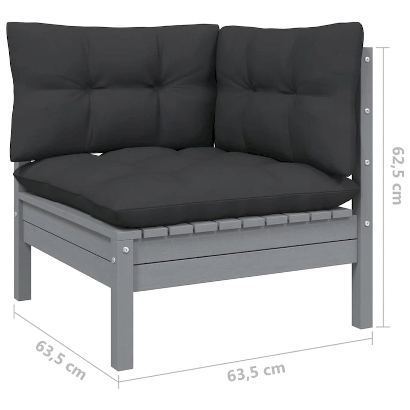 vidaXL Solid Pinewood Patio Lounge Set 10 Piece with Cushions Multi Colors - 25 x 25 x 24.6