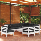 vidaXL Solid Pinewood Patio Lounge Set 10 Piece with Cushions Multi Colors - 25 x 25 x 24.6
