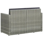 vidaXL 2 Seater Patio Sofa with Cushions Black Poly Rattan - 46.5 x 25.6 x 29.1