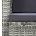 vidaXL 2 Seater Patio Sofa with Cushions Black Poly Rattan - 46.5 x 25.6 x 29.1