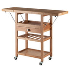 Barton Utility Kitchen Cart, Drop Leaf, Bamboo - 45.28 x 15.16 x 35.43 inches