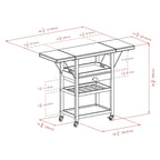 Barton Utility Kitchen Cart, Drop Leaf, Bamboo - 45.28 x 15.16 x 35.43 inches