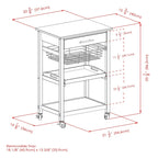 Julia Utility Kitchen Cart, Granite Top, Black - 22.68 x 16.06 x 33.94 inches