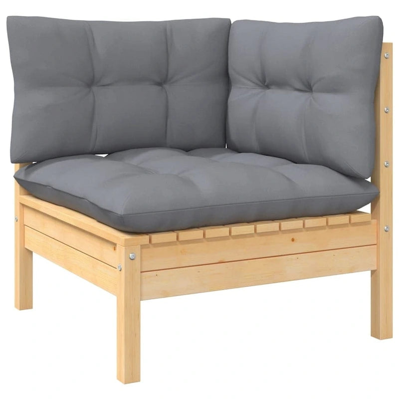 vidaXL Solid Pinewood Patio Lounge Set 12 Piece with Cushions Multi Colors - 25 x 25 x 24.6