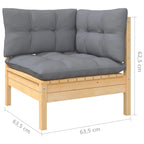vidaXL Solid Pinewood Patio Lounge Set 12 Piece with Cushions Multi Colors - 25 x 25 x 24.6