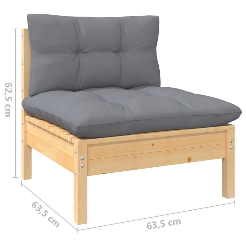 vidaXL Solid Pinewood Patio Lounge Set 12 Piece with Cushions Multi Colors - 25 x 25 x 24.6