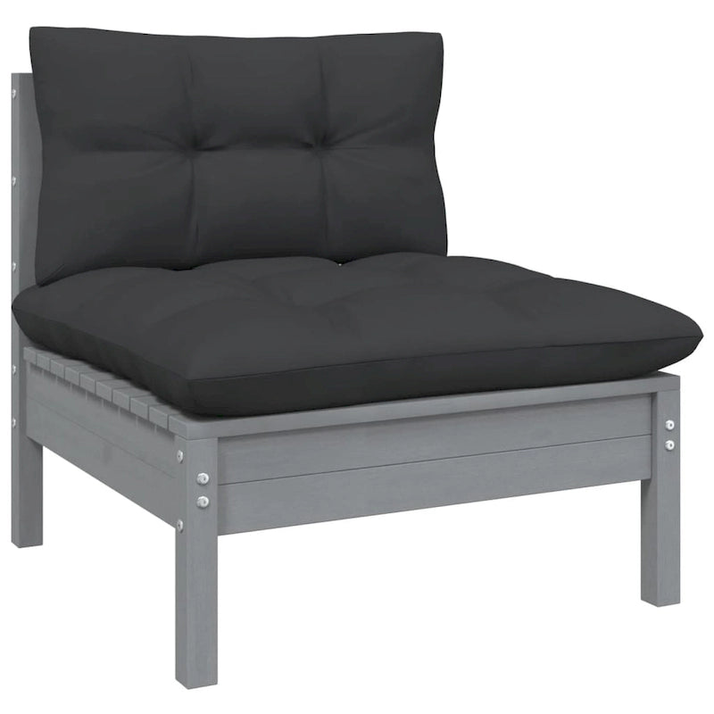 vidaXL Solid Pinewood Patio Lounge Set 12 Piece with Cushions Multi Colors - 25 x 25 x 24.6