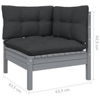 vidaXL Solid Pinewood Patio Lounge Set 12 Piece with Cushions Multi Colors - 25 x 25 x 24.6