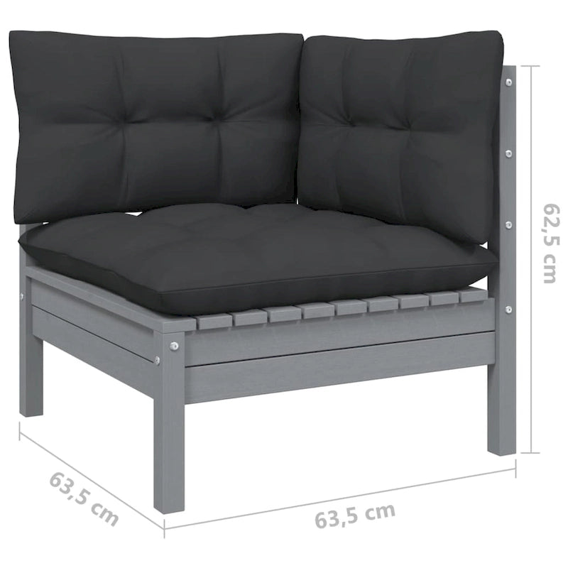 vidaXL Solid Pinewood Patio Lounge Set 12 Piece with Cushions Multi Colors - 25 x 25 x 24.6