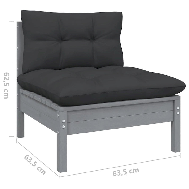 vidaXL Solid Pinewood Patio Lounge Set 12 Piece with Cushions Multi Colors - 25 x 25 x 24.6