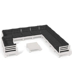 vidaXL Solid Pinewood Patio Lounge Set 12 Piece with Cushions Multi Colors - 25 x 25 x 24.6