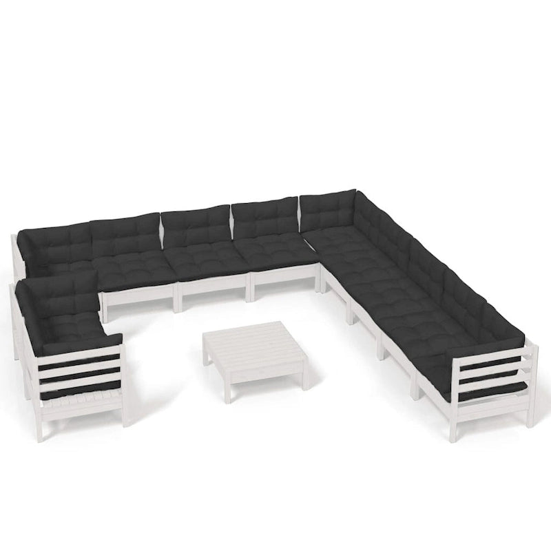 vidaXL Solid Pinewood Patio Lounge Set 12 Piece with Cushions Multi Colors - 25 x 25 x 24.6