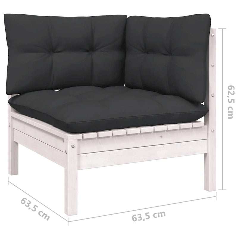 vidaXL Solid Pinewood Patio Lounge Set 12 Piece with Cushions Multi Colors - 25 x 25 x 24.6