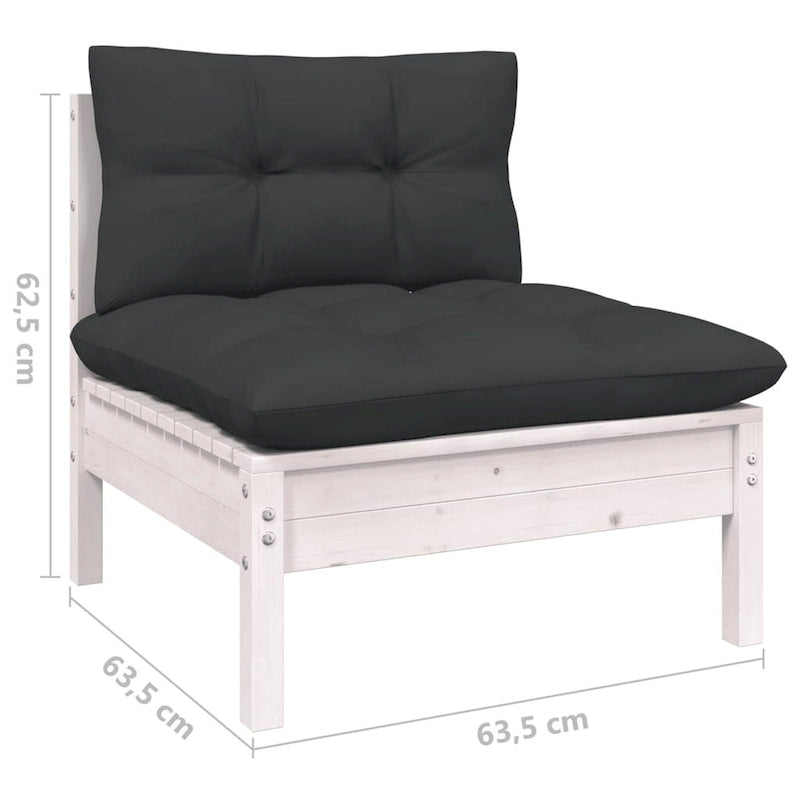 vidaXL Solid Pinewood Patio Lounge Set 12 Piece with Cushions Multi Colors - 25 x 25 x 24.6