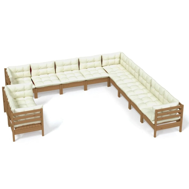 vidaXL Solid Pinewood Patio Lounge Set 12 Piece with Cushions Multi Colors - 25 x 25 x 24.6