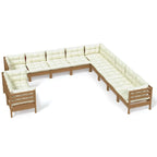 vidaXL Solid Pinewood Patio Lounge Set 12 Piece with Cushions Multi Colors - 25 x 25 x 24.6