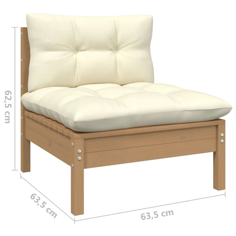 vidaXL Solid Pinewood Patio Lounge Set 12 Piece with Cushions Multi Colors - 25 x 25 x 24.6