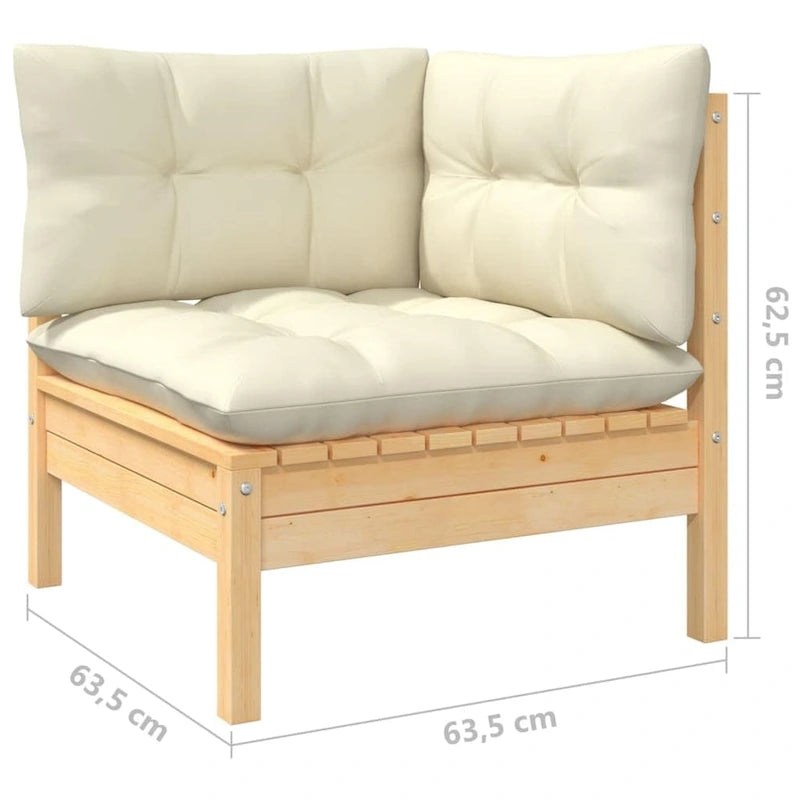 vidaXL Solid Pinewood Patio Lounge Set 12 Piece with Cushions Multi Colors - 25 x 25 x 24.6