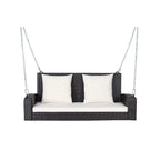2-Person Wicker Hanging Porch Swing with 2 Back Cushions and 1 Seat Cushion - 50 x 22 x 20.5 (L x W x H)
