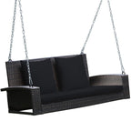 2-Person Wicker Hanging Porch Swing with 2 Back Cushions and 1 Seat Cushion - 50 x 22 x 20.5 (L x W x H)