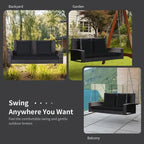 2-Person Wicker Hanging Porch Swing with 2 Back Cushions and 1 Seat Cushion - 50 x 22 x 20.5 (L x W x H)