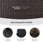 2-Person Wicker Hanging Porch Swing with 2 Back Cushions and 1 Seat Cushion - 50 x 22 x 20.5 (L x W x H)