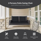 2-Person Wicker Hanging Porch Swing with 2 Back Cushions and 1 Seat Cushion - 50 x 22 x 20.5 (L x W x H)