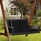 2-Person Wicker Hanging Porch Swing with 2 Back Cushions and 1 Seat Cushion - 50 x 22 x 20.5 (L x W x H)