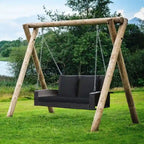 2-Person Wicker Hanging Porch Swing with 2 Back Cushions and 1 Seat Cushion - 50 x 22 x 20.5 (L x W x H)