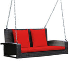2-Person Wicker Hanging Porch Swing with 2 Back Cushions and 1 Seat Cushion - 50 x 22 x 20.5 (L x W x H)