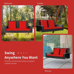 2-Person Wicker Hanging Porch Swing with 2 Back Cushions and 1 Seat Cushion - 50 x 22 x 20.5 (L x W x H)