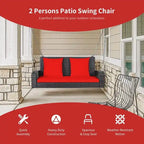 2-Person Wicker Hanging Porch Swing with 2 Back Cushions and 1 Seat Cushion - 50 x 22 x 20.5 (L x W x H)