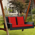 2-Person Wicker Hanging Porch Swing with 2 Back Cushions and 1 Seat Cushion - 50 x 22 x 20.5 (L x W x H)