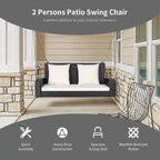 2-Person Wicker Hanging Porch Swing with 2 Back Cushions and 1 Seat Cushion - 50 x 22 x 20.5 (L x W x H)