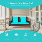 2-Person Wicker Hanging Porch Swing with 2 Back Cushions and 1 Seat Cushion - 50 x 22 x 20.5 (L x W x H)