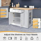 Kitchen Island with Storage and 3-Level Adjustable Shelves - 47 x 36 x 36 (L x W x H)