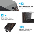 Costway 4PCS Patio Rattan Furniture Set Loveseat Sofa Coffee Table - 28 x26 x29