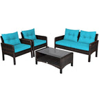 Costway 4PCS Patio Rattan Furniture Set Loveseat Sofa Coffee Table - 28 x26 x29