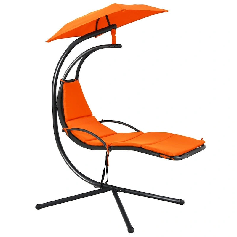 Patio Hanging Hammock Chaise Lounge Chair with Canopy Cushion for Outdoors - 47 x 70 x 82 (L x W x H)