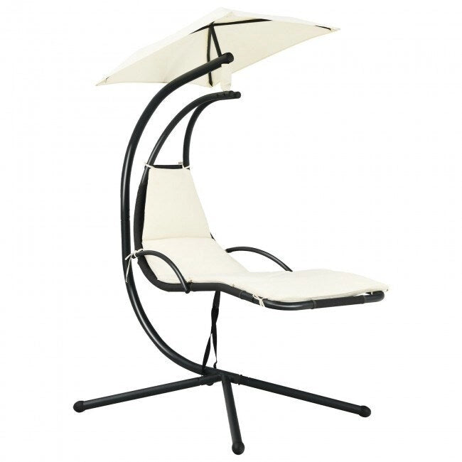 Patio Hanging Hammock Chaise Lounge Chair with Canopy Cushion for Outdoors - 47 x 70 x 82 (L x W x H)