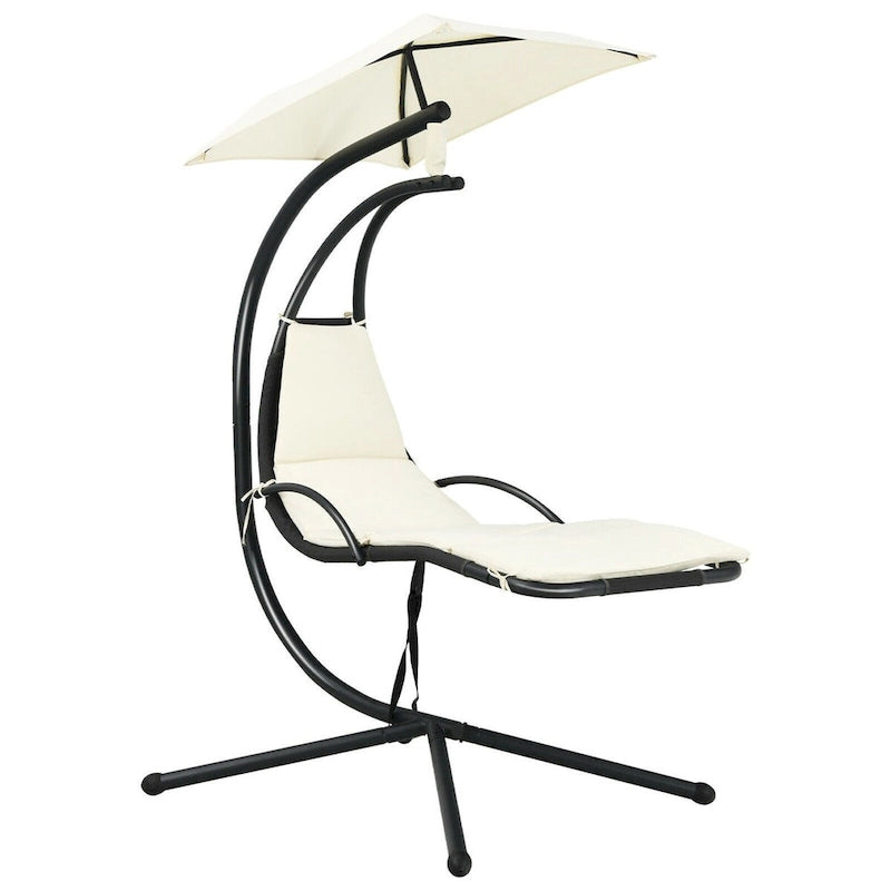 Patio Hanging Hammock Chaise Lounge Chair with Canopy Cushion for Outdoors - 47 x 70 x 82 (L x W x H)