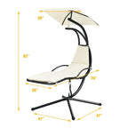 Patio Hanging Hammock Chaise Lounge Chair with Canopy Cushion for Outdoors - 47 x 70 x 82 (L x W x H)