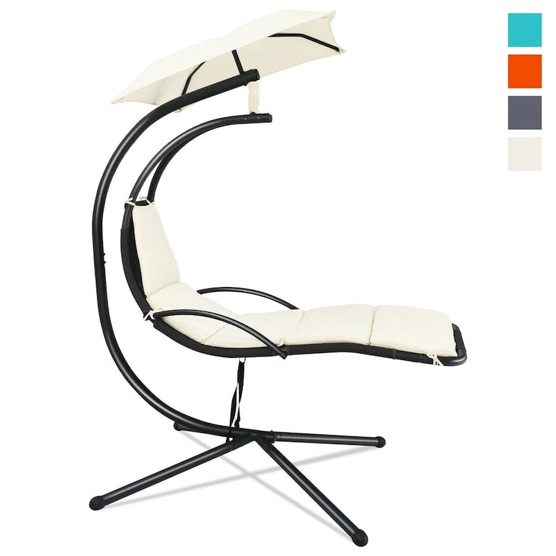 Patio Hanging Hammock Chaise Lounge Chair with Canopy Cushion for Outdoors - 47 x 70 x 82 (L x W x H)